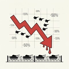 Naklejka premium Geopolitical Crisis & Economic Downturn | War Impact Market Decline