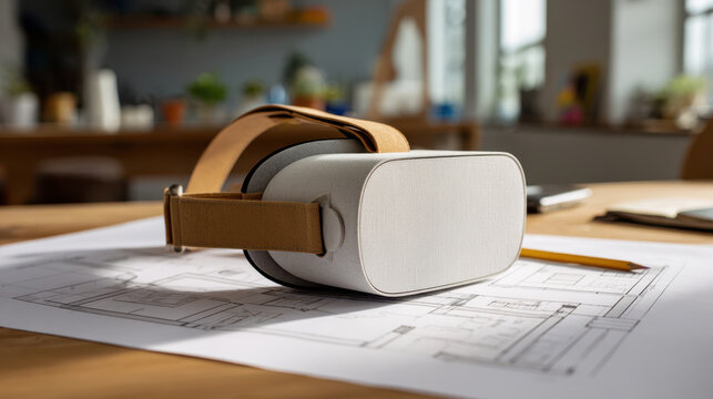 Virtual digital metaverse headset technology design architecture blueprint innovation modern device gadget futuristic augmented reality concept