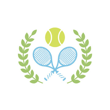 Tennis Emblem: Rackets, Ball, and Laurel Wreath - Sport and Victory Symbol