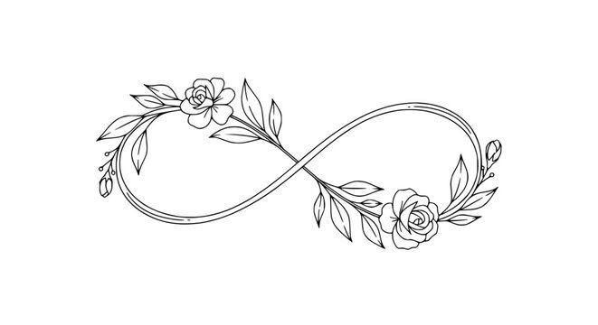 Elegant Infinity Symbol with Floral Accents - Love, Eternity, Nature