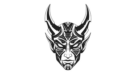 Fototapeta premium Tribal Demon Face Tattoo Design - Evil Spirit Mask Illustration