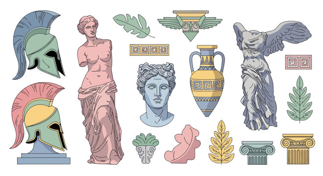 Ancient Greek and Roman Statues Heads.