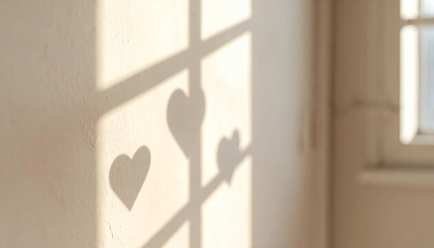Shadow hearts on wall