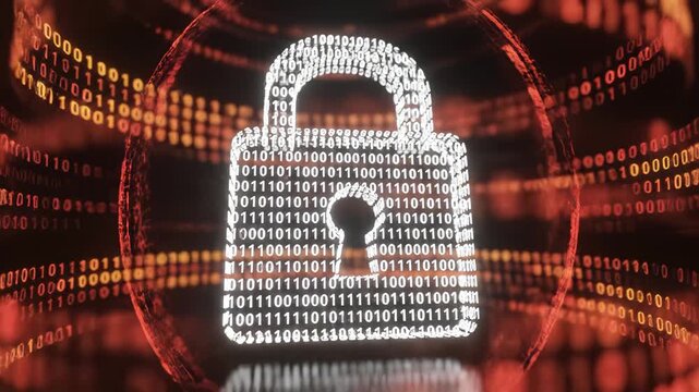 Digital lock binary code protection highlighting artificial intelligence and digital evolution