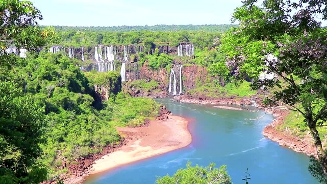 Foz do Iguacu Iguazu Falls waterfall waterfalls trees Argentina Brazil.