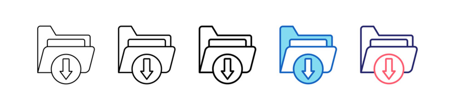 Save File Icon In 5 Different Styles Set Collection.   