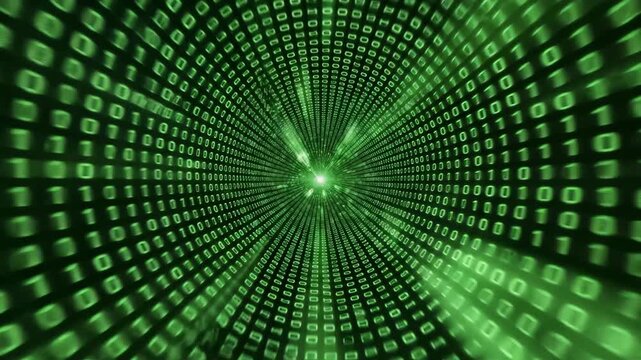 Digital binary tunnel highlighting artificial intelligence and digital evolution