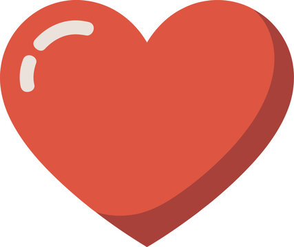 Red heart icon with subtle highlights and shadow for love and health concepts
