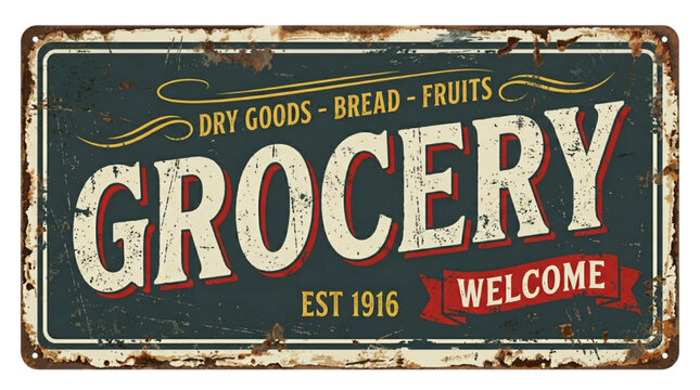 Vintage Grocery Store Sign Est