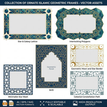 Luxury Ornate Islamic Geometric Frame Collection - Ramadan Vector Assets and Greeting Cards