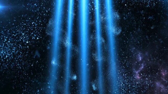 Blue light beams in space symbolizing tranquility, harmony, and natural balance
