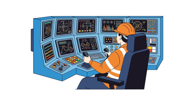 Operator in Control Room Monitoring Complex Systems.