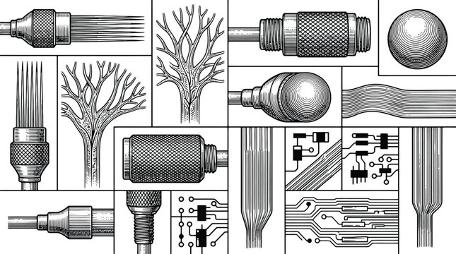 Collection of electrical connectors and cables.
