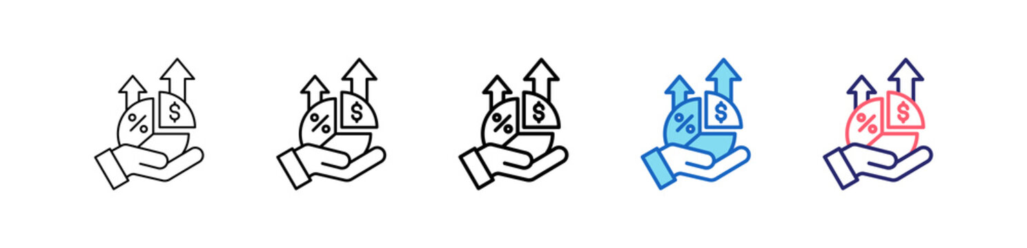 Profit Margin Icon In 5 Different Styles Set Collection.   