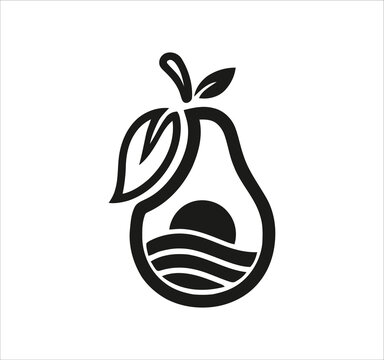 avocado logo design. Minimal monogram emblem, classic style  Alphabet vector logo design. Premium Business logo, White background