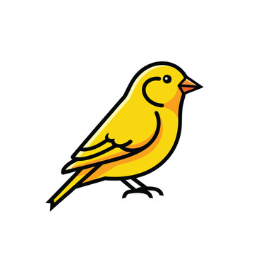 A vibrant yellow canary bird illustrated in a simple flat cartoon style.
