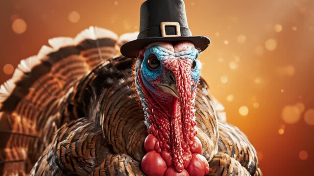 Turkey wearing pilgrim hat perfect for UI/UX design and motion graphics