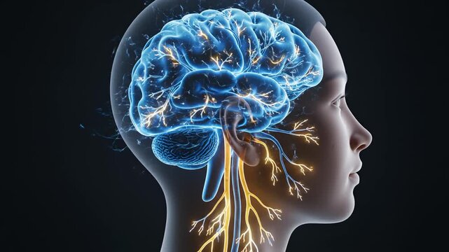 Human brain and nervous system illustration for creative digital media and visual arts
