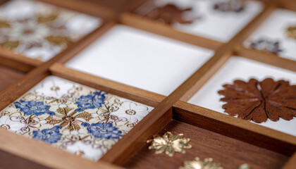 Fototapeta premium Wooden box with floral decorations