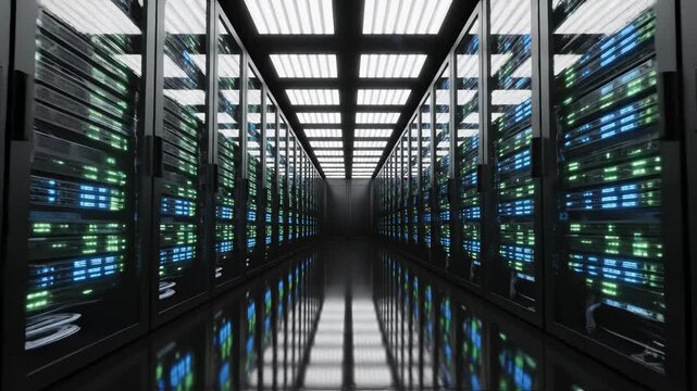 server room with data racks representing smart infrastructure and connectivity