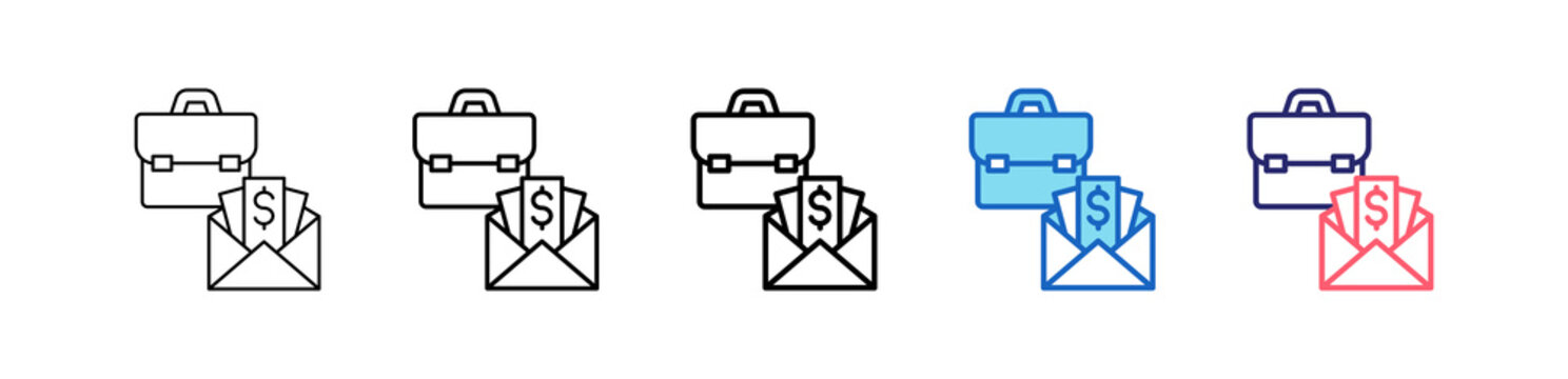 Compensation Icon In 5 Different Styles Set Collection.   