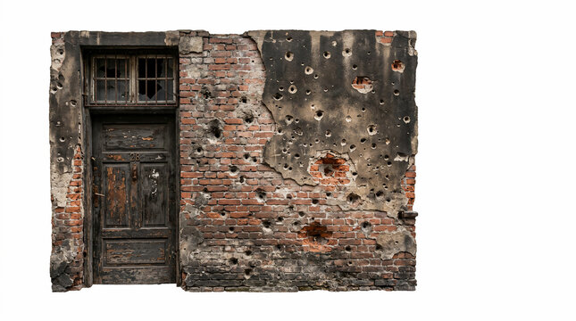 old wooden door in brick wall.