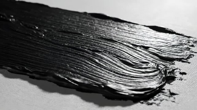 Black paint smear on textured surface ideal for sleek commercial backgrounds and title sequences