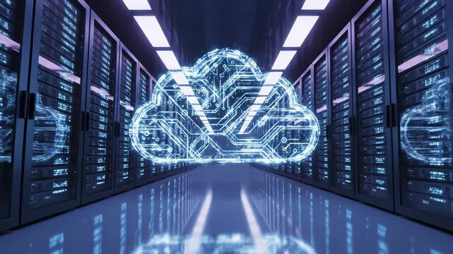 server room with cloud technology representing smart infrastructure and connectivity