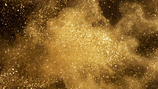 Golden particle explosion in space emphasizing modern aesthetics and minimalist design