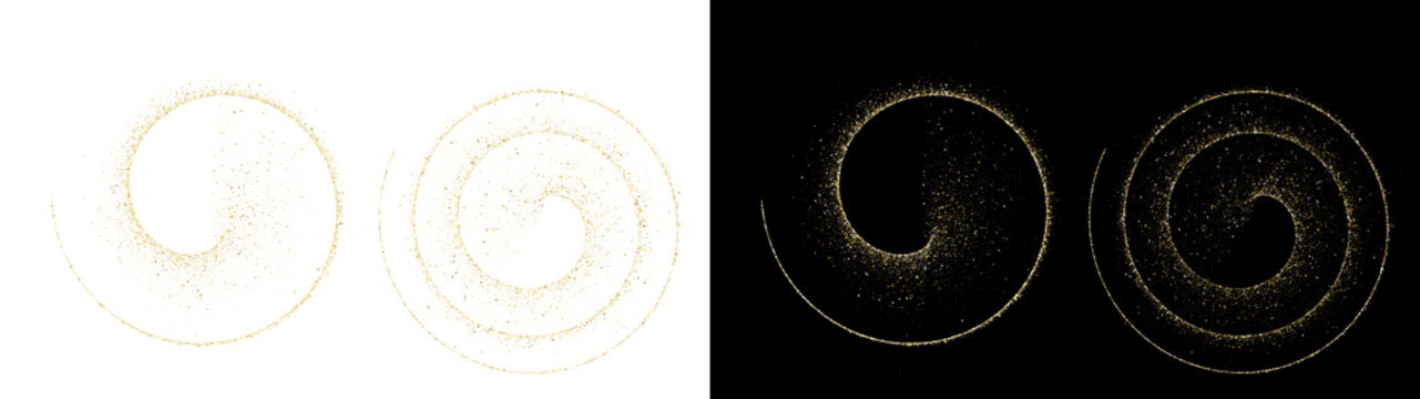 PNG image of&nbsp;Abstract swirling golden glitter dust particles forming spirals on transparent background