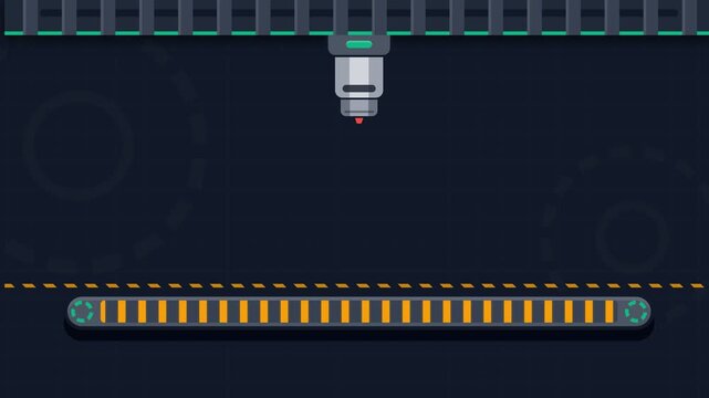 Automated industrial production line filling beverage cup with topping on conveyor belt flat vector animation