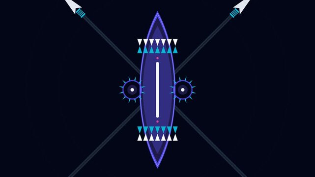 Stylized Ethnic Warrior Shield with Spears Geometric Graphic Element for Heritage and Identity Theme