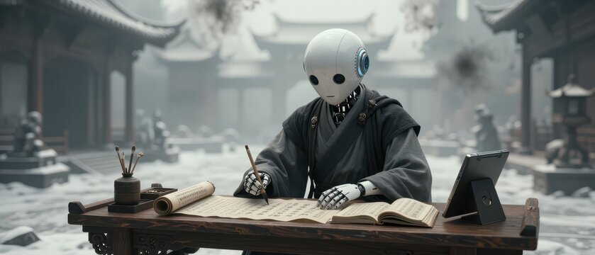 Cybernetic Figure Writing in Ancient Japanese Temple