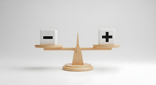 Balanced scale with minus and plus symbols