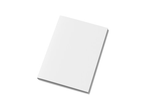 Perspective view mockup of a closed blank magazine cover isolated on white background