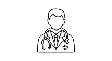 Fototapeta premium Doctor Icon with Stethoscope and Cross - Medical Professional Outline