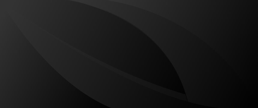 Dark Black Abstract Background with Overlapping Curved Arc Layers, Lens Aperture Shape Premium Design