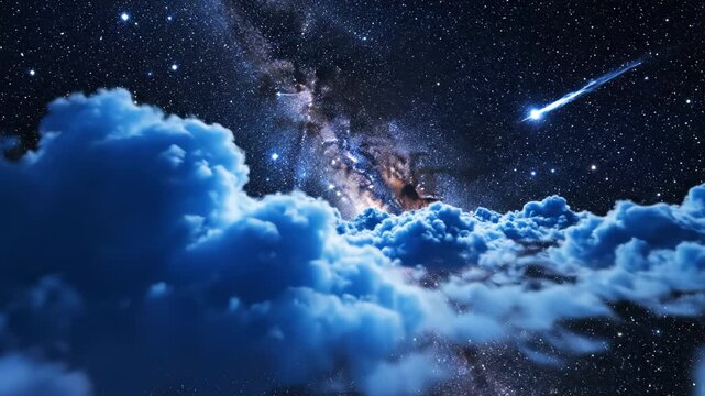 Cosmic cloud formation in space emphasizing environmental sustainability and eco-tourism
