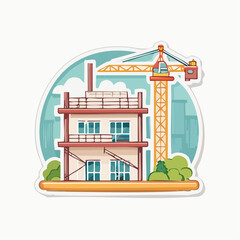 Fototapeta premium Building Under Construction with Crane