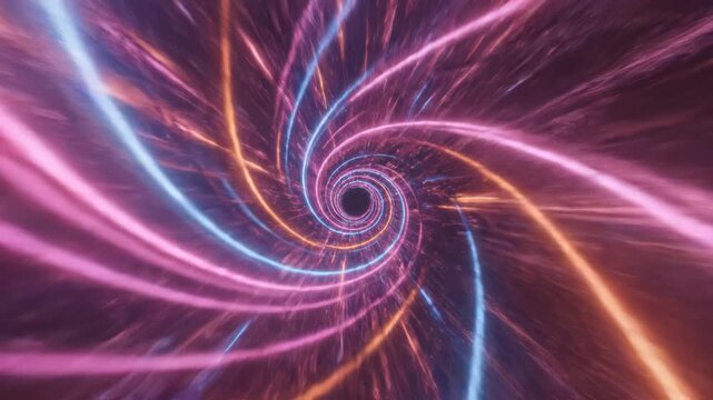 Colorful spiral light tunnel for creative digital media and visual arts