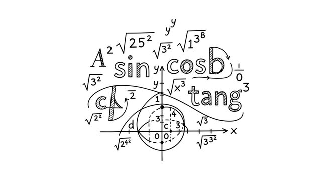 Math, algebra, calculus, equations, formulas, vector illustration