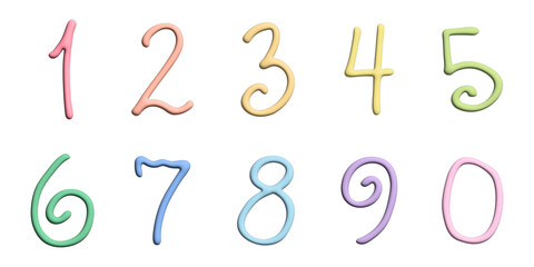 Fototapeta premium 3d colorful numbers 1 2 3 4 5 6 7 8 9 0 Count, math, kids education, sale, design
