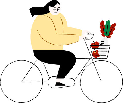 Woman Grocery Shopping on Bicycle