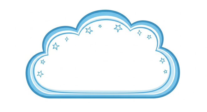 Blue cloud shape with stars and copy space.