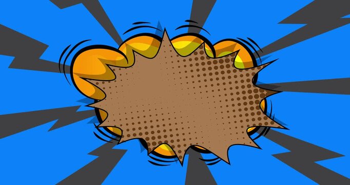 Cartoon background animation, comic book backdrop video. Retro comics pop art design.