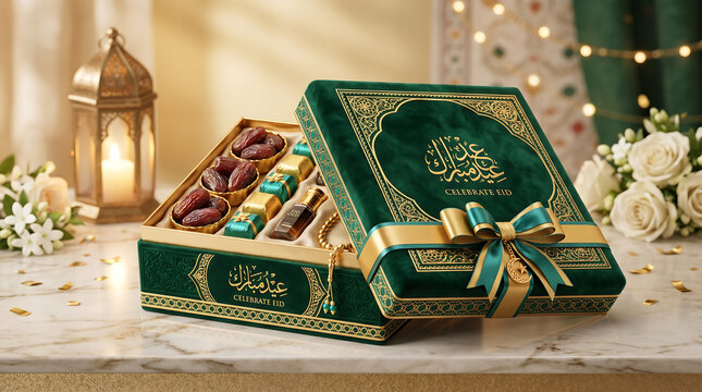 Eid Gift Box 3D Render Luxury Festive Packaging 