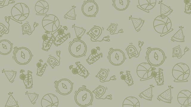 Repeated pattern of compasses, birds, and party hats. Playful design for party invitations, travel brochures, and childrens products.