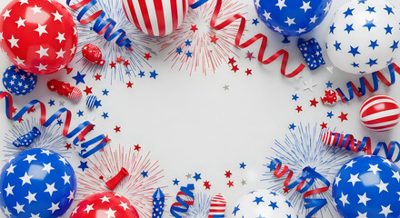 Obraz premium Patriotic party balloons and confetti celebration