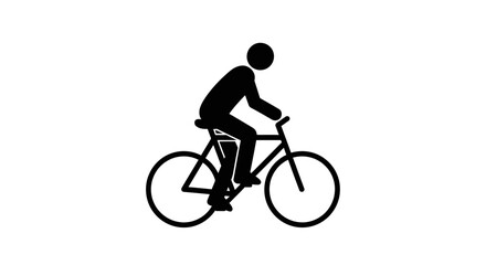 Obraz premium Black silhouette icon of a person riding a bicycle on white background.