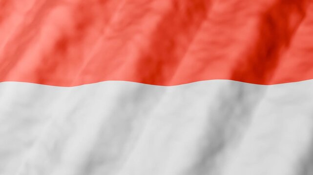 Red and white Indonesian flag 3d animated flows softly in gentle breeze